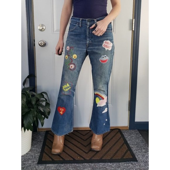 One of a Kind Custom 1976 Vintage Levi's Orange Tab 646 Flare Jeans